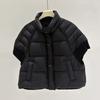 Winter white duck knitted sleeve splicing down puff down jacket women's stand-up collar short loose casual bread jacket