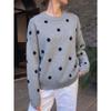 Women S Polka Dot Jacquard Knit Loose Long Sleeve Pullover Sweater