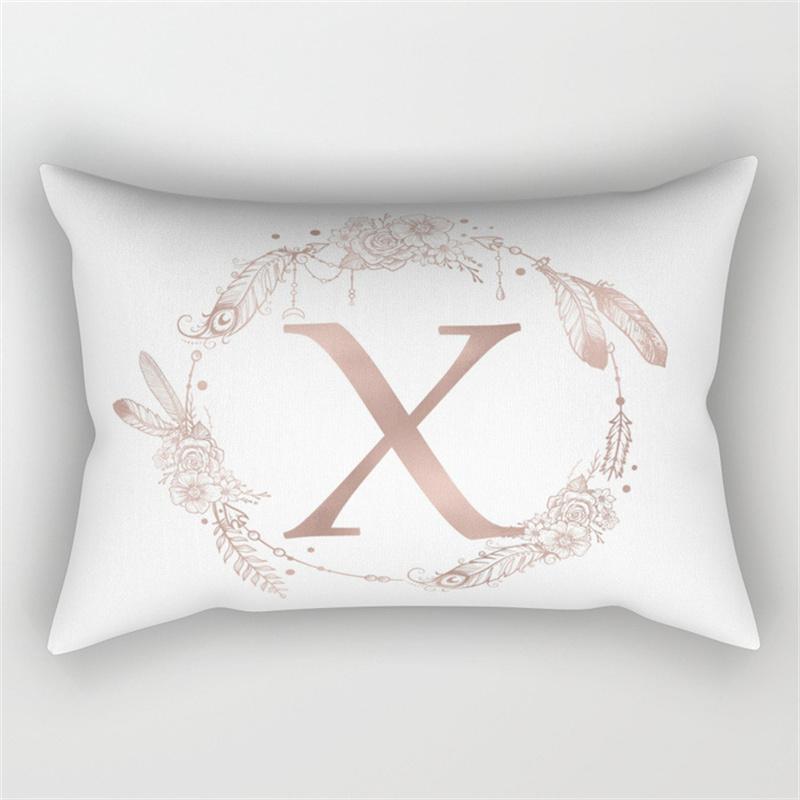 30x50cm English Alphabet A-Z Letter Print Pillowcase Custom Polyester Short PLush Line Sofa Room Home Decoration Cushion Cover