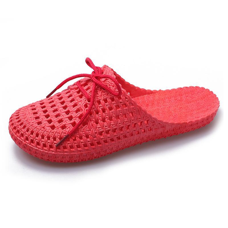 Summer new slippers women's bag head hollow cool slippers women's flat bottom outdoor wear indoor non-slip soft sole casual hole shoes