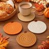 4Pcs Pumpkin Crochet Coasters, Handmade Knitted Cup Mats for Fall Decor, Halloween Table Accessories & Rustic Home Decoration