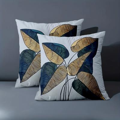 1 Stück - 2D Flachdruck Exquisite Blattmuster Wurfkissenbezüge Polyester Kissenbezug Sofa Dekokissenbezug