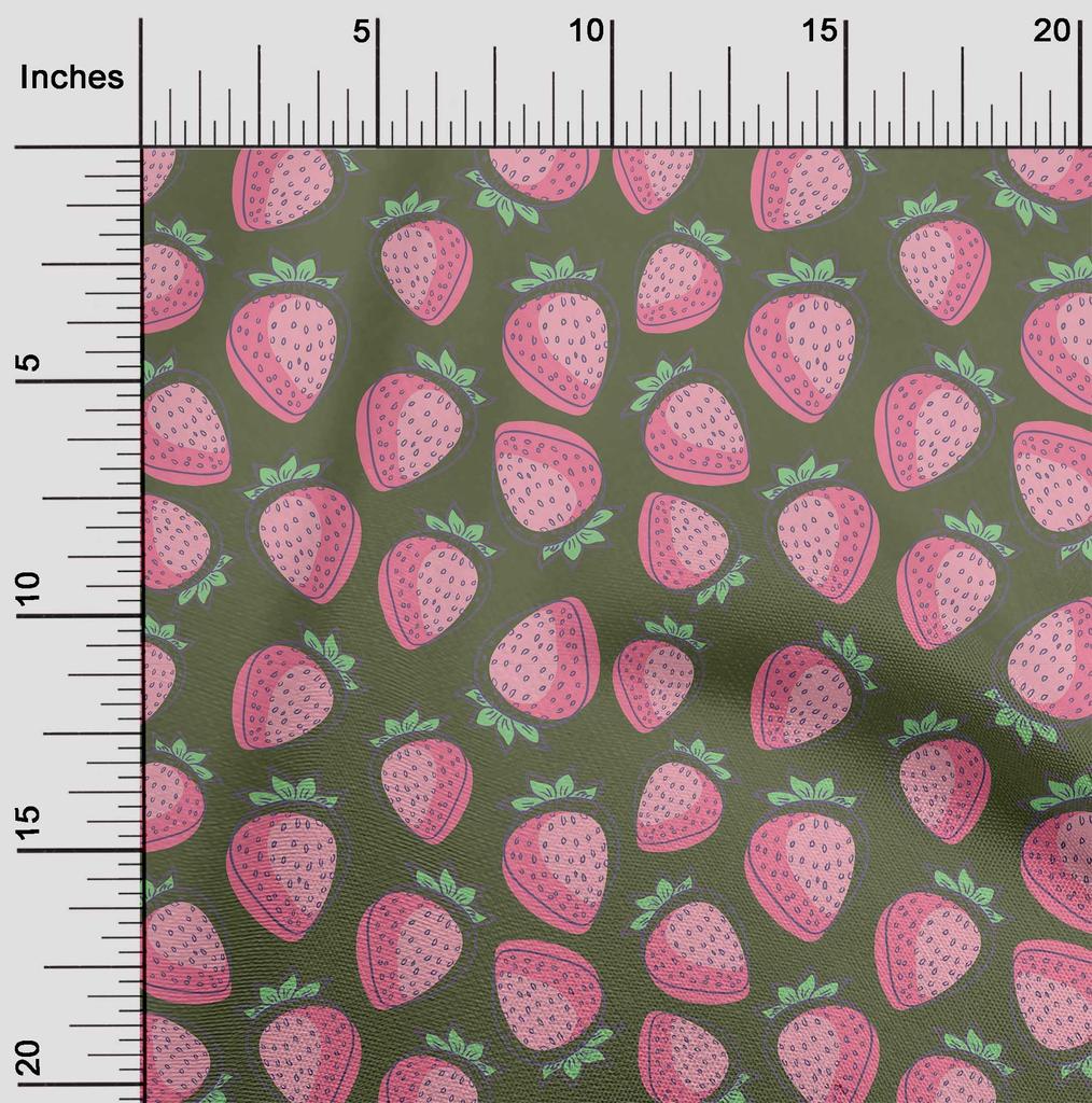 oneOone Cotton Flex Aqua Blue Fabric Strawberry Fruit Sewing Craft Projects Fabric Prints By Yard 40 Inch