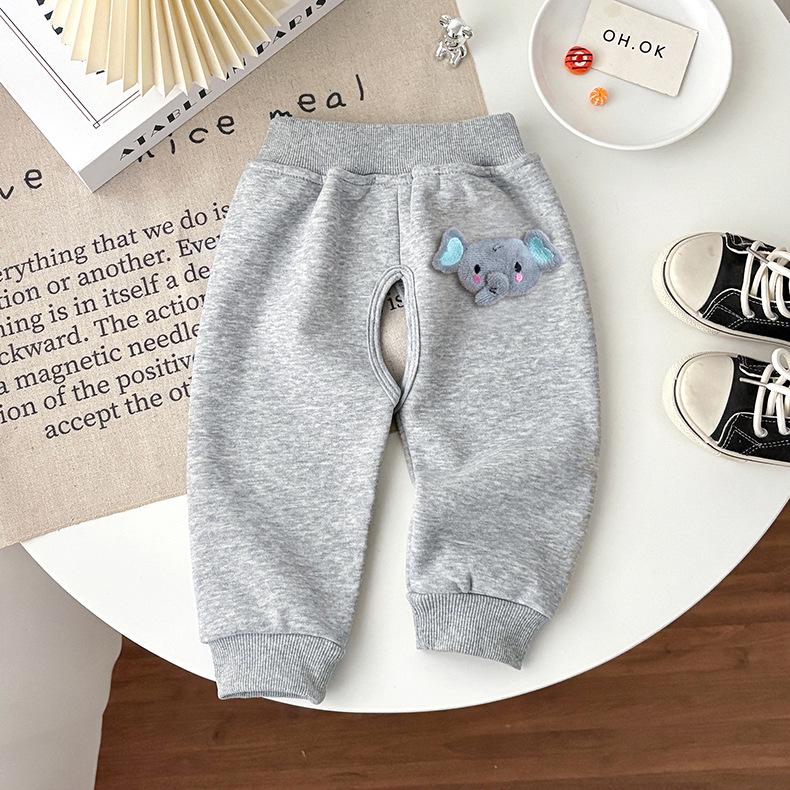 Pantalones de chándal para bebé con entrepierna abierta y forro polar: Ropa Gruesa y Cálida de Otoño/Invierno para Niños y Niñas