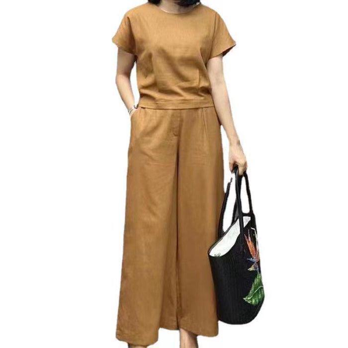 Plus Size Solid Color Short-Sleeve Sports Suit for Spring & Summer