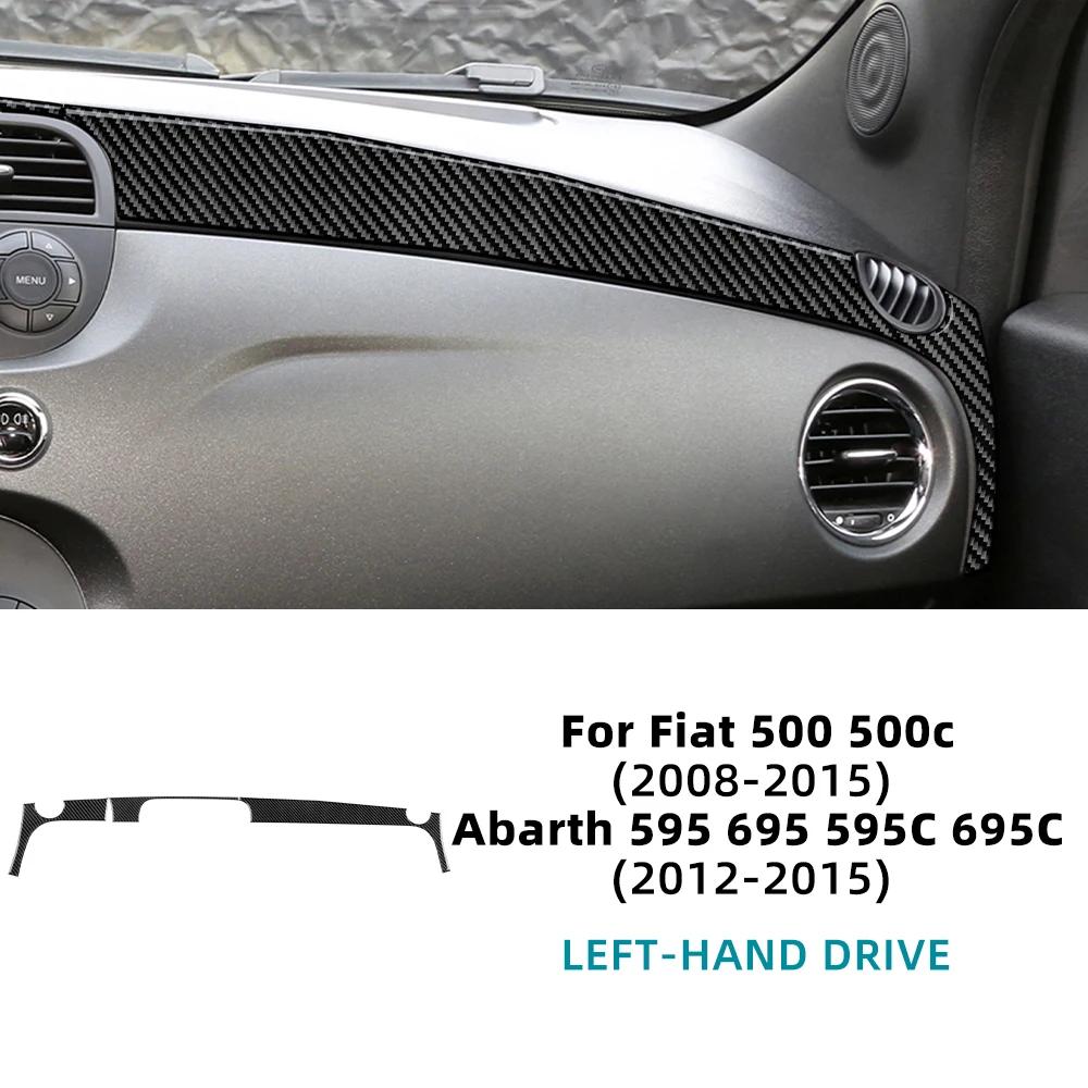 Real Soft Carbon Fiber Car trument Strip Sticker For Abarth 595 695 595C 695C 2012 2013 2014 2015 For Fiat 500 500C 2008-2015