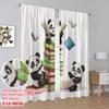 2pcs,2D plane printing Print Curtains Panda Book Club Versatile Polyester Fabric (without rod) Decorations Outdoor for Bedroom,