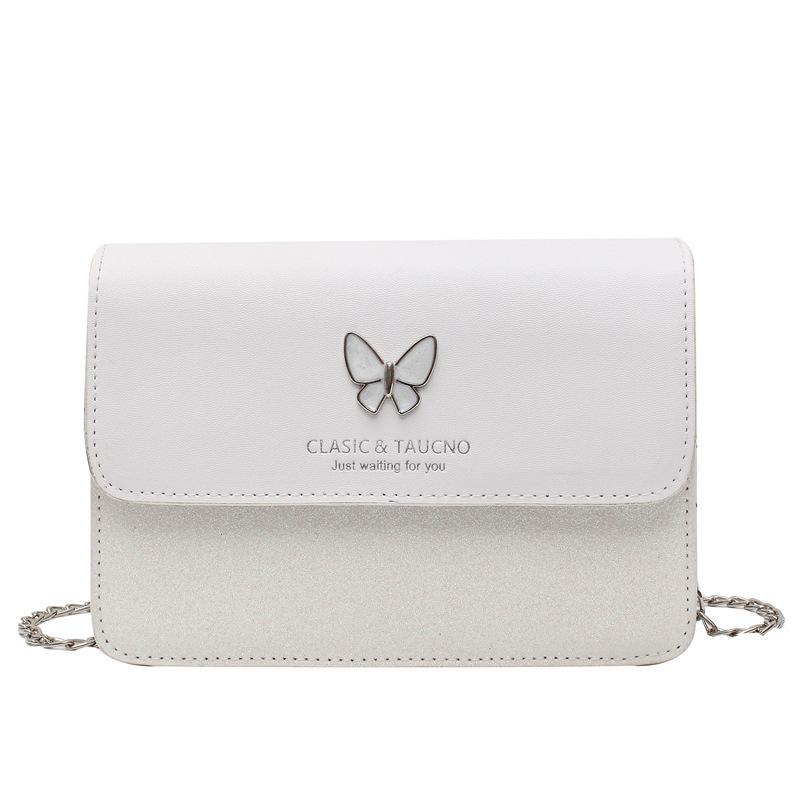 Женская однотонная квадратная сумка с цепочкой — фото 16