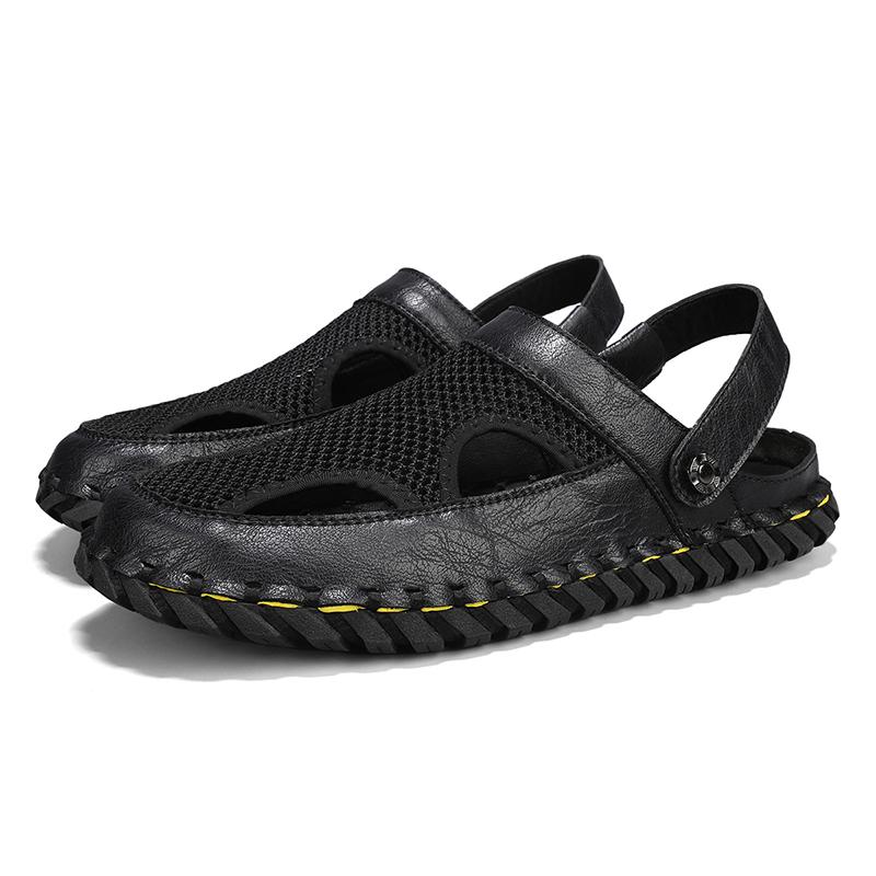 Men Hiking Sandals Outdoor Black Brown Mesh Clogs Wide Palm Slippers Closed Toe Sport Sandals Beach Shoes Large Size
