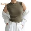 Women's Tank Top Sleeveless Cotton High Neck Crop Top Ribbed Slim Fit Basic Shirt Spring Summer Casual Outfit