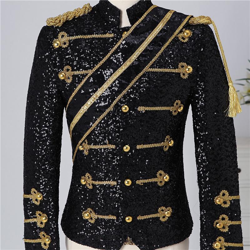 Michael Jackson-Inspired Sequined Performance Costume for Men – Stand Collar Rock Singer Outfit