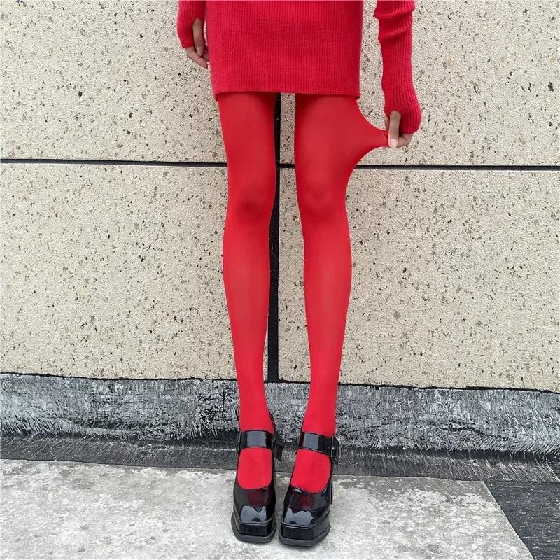 New Red Pantyhose Female Year Red Socks Sexy Anti-hook Silk Velvet Pantyhose Wedding Bride's Leggings for Women
