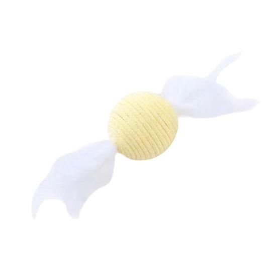 Cotton String Ball Teething Toy Built-in Sand Rattle Interactive Rope Toy Bite-Resistant Tooth Grinding Cat Play Toy for Pet