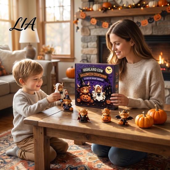Christmas Tree Hanging Sheets 3D Highland Cow Advent Calendar 2026, Countdown with Cute Holiday Home Decorations Farm Cattle Mini Figurines