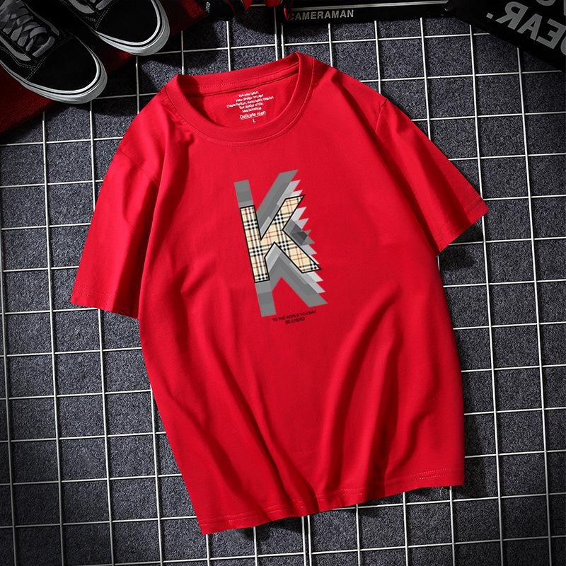 KK Large Size Men Short Sleeves T-shirt 100% Cotton Casual Tee Shirt S-6XL