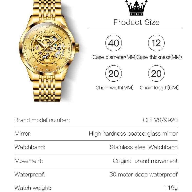 OLEVS Marke Uhren Automatische Mechanische Uhr Hohl Herrenuhr Männer