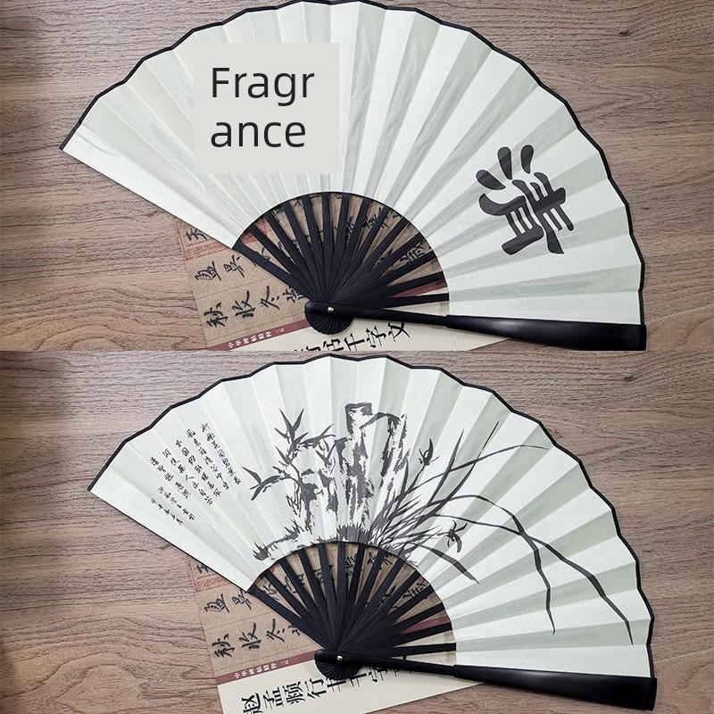 Ancient Style Traditional Painting Summer Fan 10inch Chinese Style Silk Folding Fan for Men, Bold and Portable Folding Fan, Hanfu Fan
