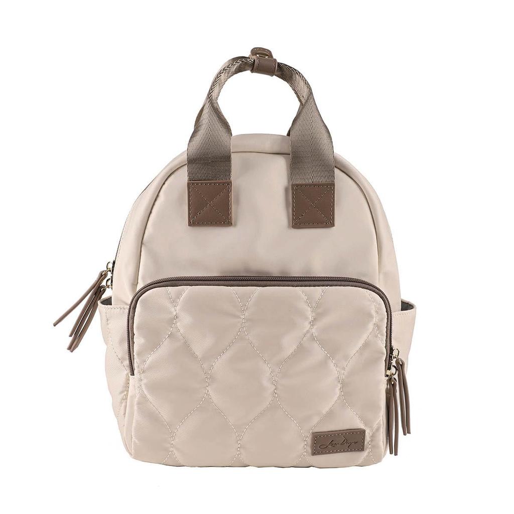 Lizdays Lightweight Quilted Nylon Tote Bag Women's Small, Backpack/2-Way (Natural/Gray Beige)