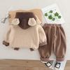 Girl Baby Clothing Set Boys Winter Plush Set Baby Children Thick Coat Pants Two Piece Set