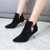 Fashion Autumn Winter Black Warm Booties Pointed Toe Heeled Ankle Boots for Women Comfortable and Elegant Woman Short Shoes On Promotion