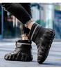 Men's Waterproof PVC Mid-Cut Snow Boots with Thick Non-Slip Sole, Fashionable, Warm, Dual-Purpose Casual Rubber Shoes.