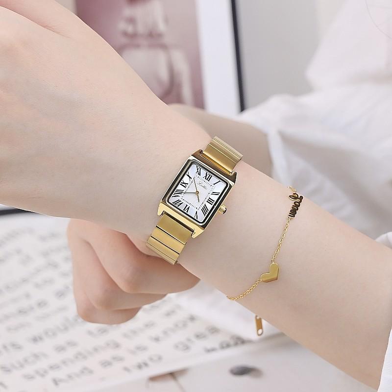 Fashion Ladies Watch Square Roman Dial Temperament Stainless Steel Strap Personalized Watch Women