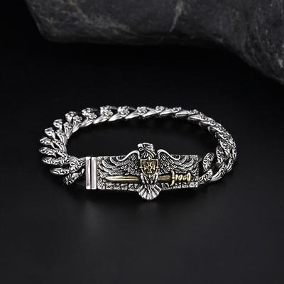 Nueva pulsera personalizada de águila de estilo europeo y americano para hombre, versión de 10 mm de ancho, estilo hip-hop rock.