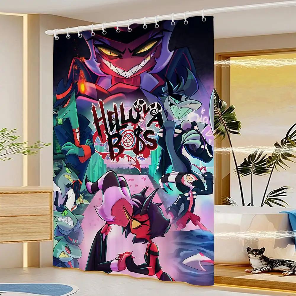H-Helluva Boss  Funny and Creative Beach Shower Curtain Waterproof Polyester Bath Curtains for Bathroom Decorate with Hooks