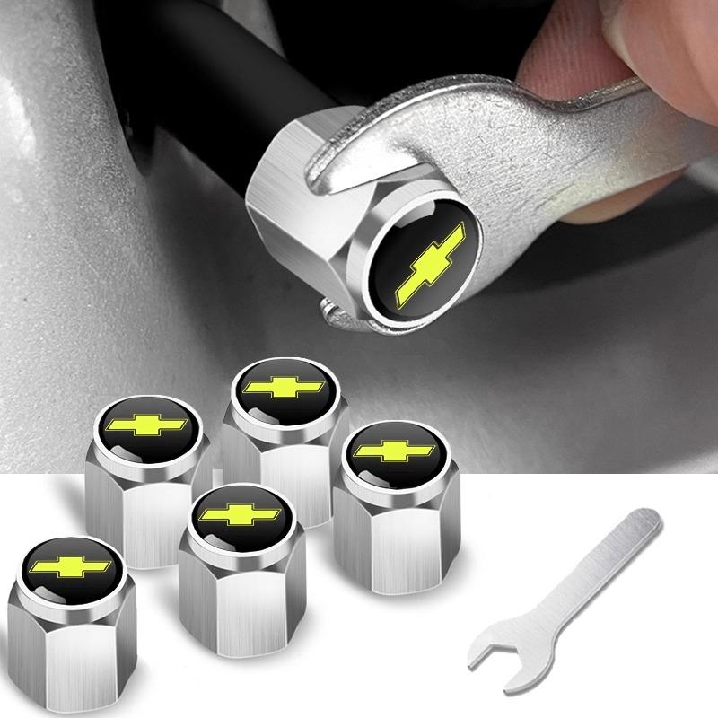 HIL4 4pcs Car Wheel Tire Valve Caps Stem Case With Logo Auto Styling For Chevrolet Silverado Impala Malibu Cruze Emblems Accessories