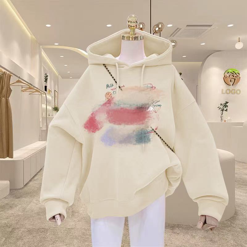 Fleece thickened hooded sweater women's autumn and winter, new loose fashion coat hoodie