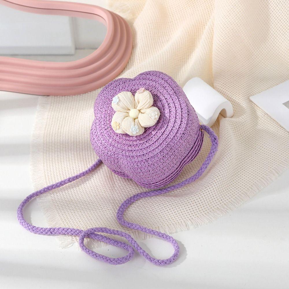 Straw Straw Shoulder Bags Mini Princess Handbags Cute Crossbody Bag  Kids Girls