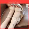 Womens Flat Sandals With Velvet Upper And Ankle Buckle For Summer Casual Wear
