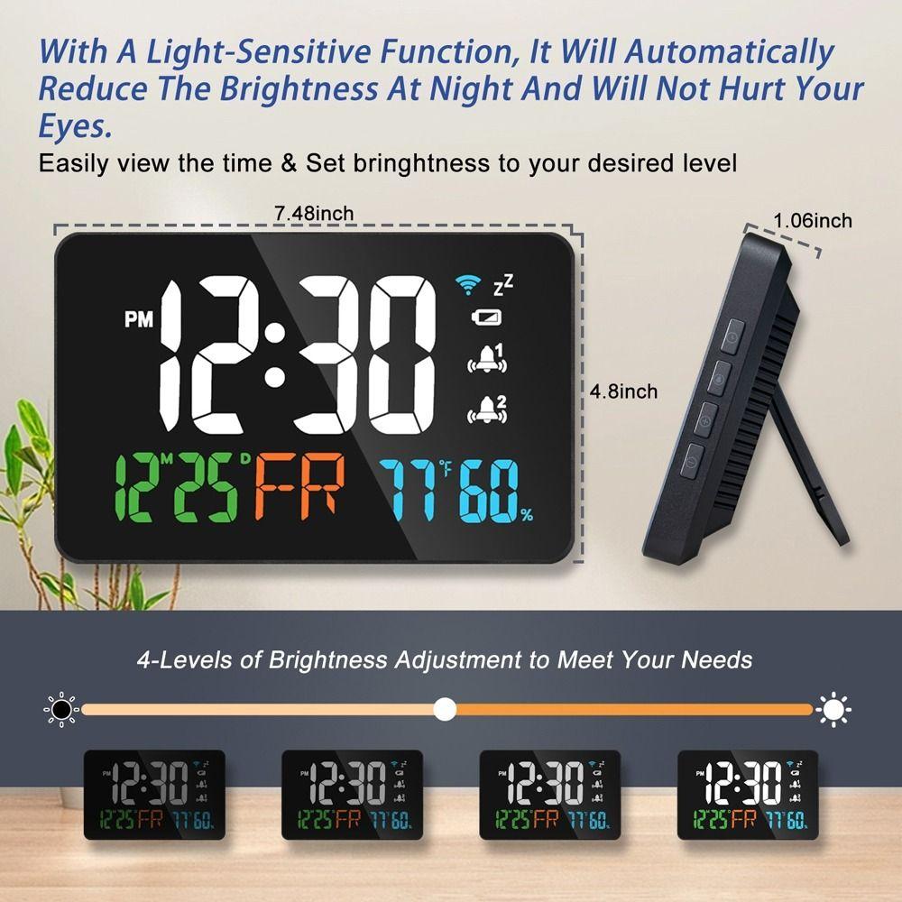 2.4Ghz Tuya WIFI Atomic Clock Clock Zone Temperature Auto Time Calibration Electronic Wall Clock APP Remote Humidity Alarm Date