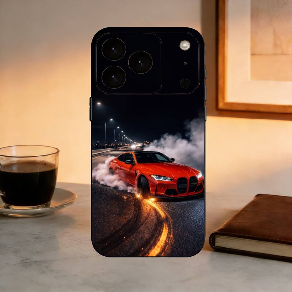 Cool Sports Blue-white Red Car-M4 CAR Phone Case For iPhone 17, 16,15,14,13,12,11 Plus,Pro Max, Others Soft Black Cover