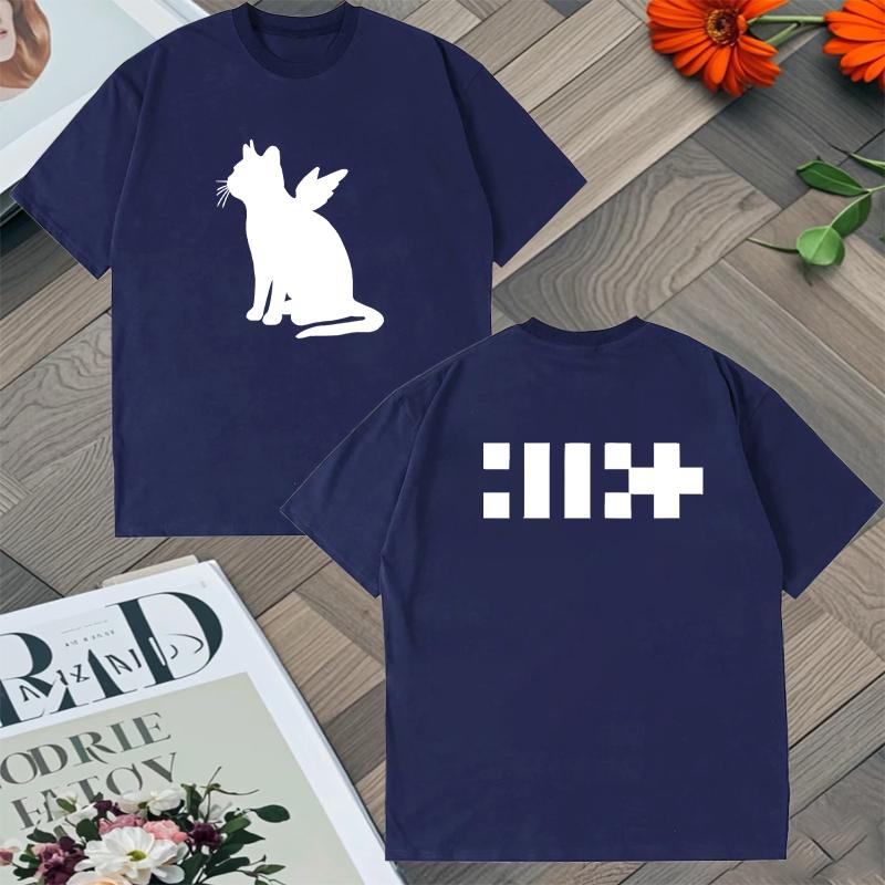 Illit KPOP Girl Band T-shirt paired with double-sided printed album Gato Angel style Korean cotton men's loose casual Y2K unisex T-shirt