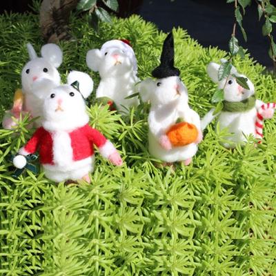 Noel Fare Süsü Cadılar Bayramı Balkabağı Faresi El Yapımı Yün Keçe Fare Figürü Hediyeleri Sevimli Fare Yün Keçe Figürü