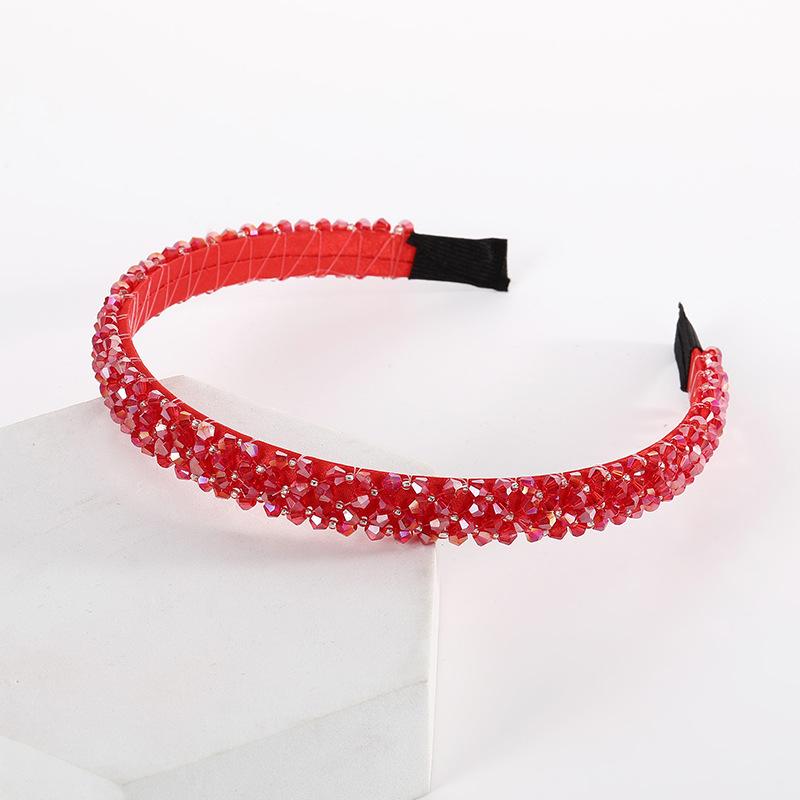 Handmade Beaded Headband Thin Cross Colorful Bead Braided Hairband Hair Rope Women Hair Accessories