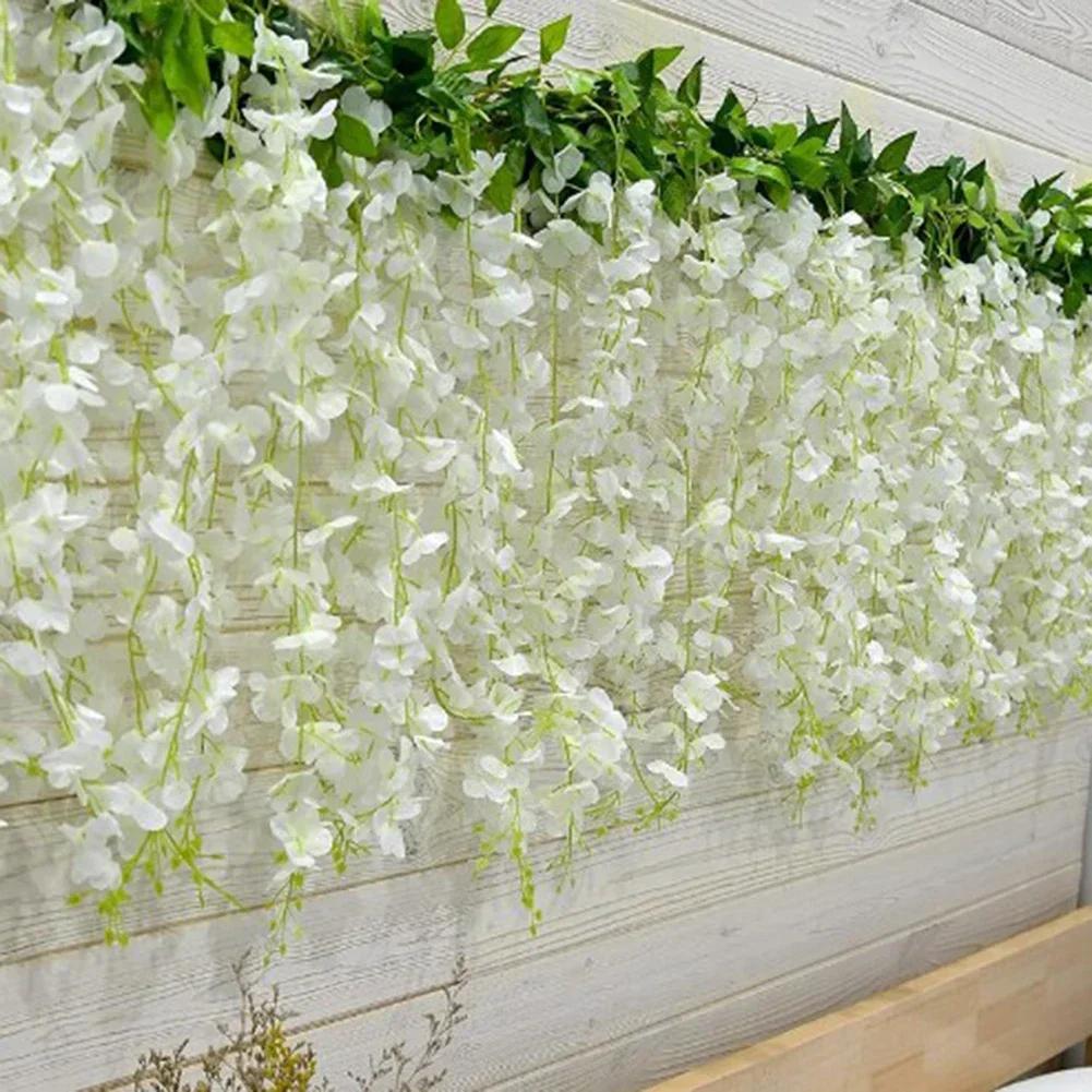 Parties String Design Silk Decor Artificial Wisteria Vines Fence Note PCS Wisteria Flowers Vine Package Content China Mainland