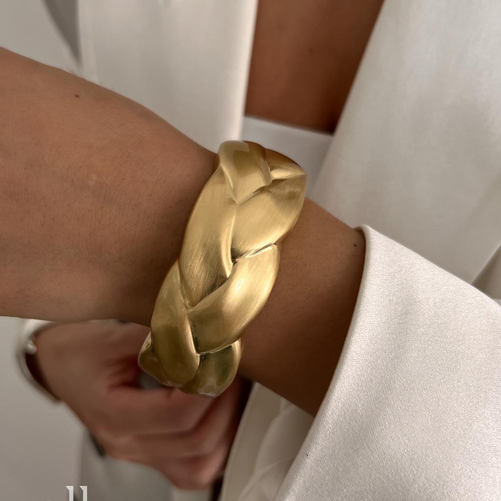 Ingemark Klassisch Vintage Matt Unregelmäßig Schwermetall Klobig Breit Manschette Armreifen Damen Punk Goldfarbe Frühling Armbänder Herren Schmuck
