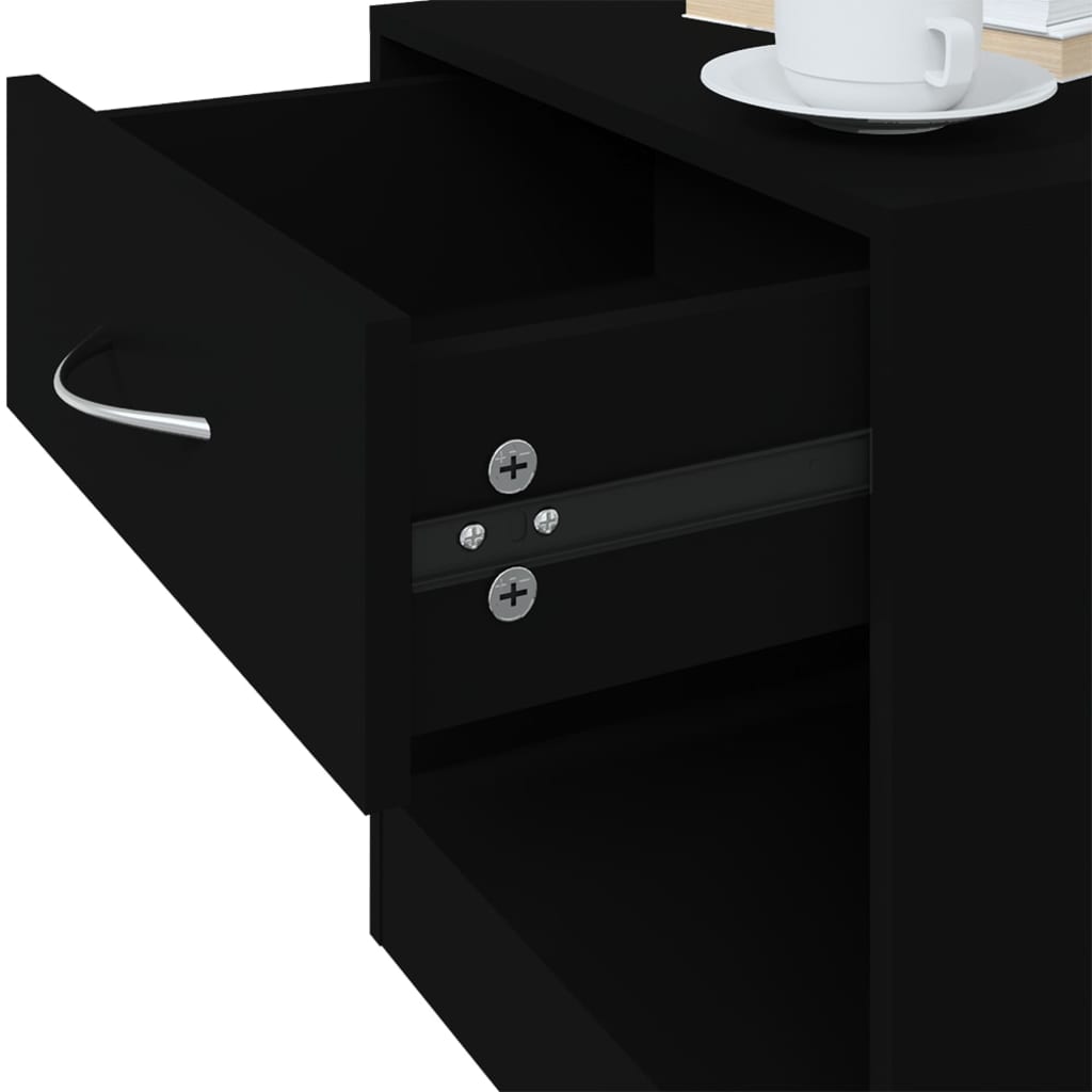 Nightstands (2 Pcs) with Drawer Black