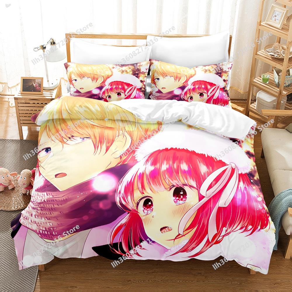 

Новый комплект постельного белья с 3D-принтом Kawaii Girls Oshi no ko из трех предметов в стиле аниме для взрослых и детей, для спальни, пододеяльник, наборы домашнего текстиля EU Twin 135x200cm