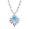 Blue Square Classic Luxury Platinum Plated Brass Zircon Sweater Chain Stylish Bohemian Style Necklace for Women Anniversary