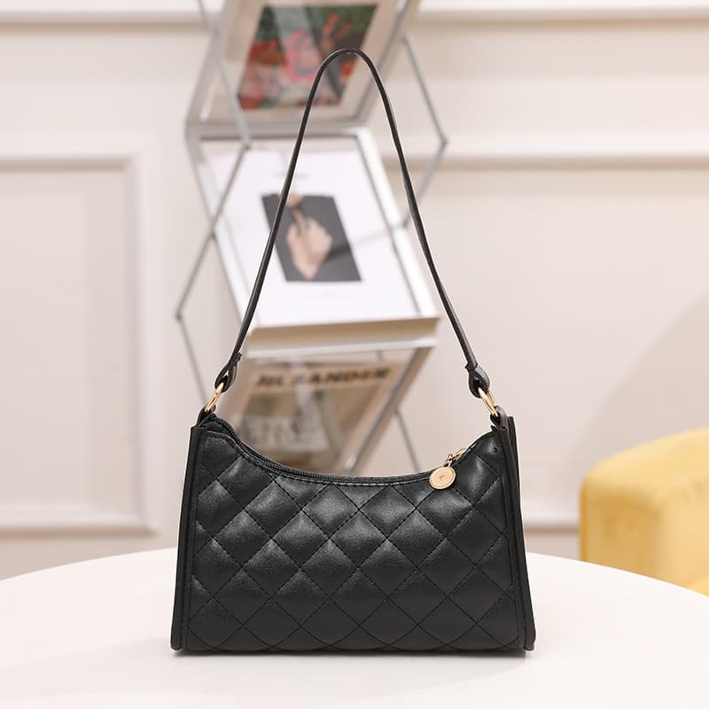 Women's Diamond Lattice Baguette Bag One-shoulder Crossbody Underarm Bag