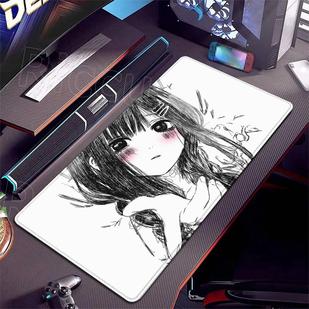 HD Printing Pretty Thread Draft Girl Laptop Mousepad PC Gaming Mouse Pad Computer Mouse Mat Non-slip Carpet Keyboard Mat Deskmat