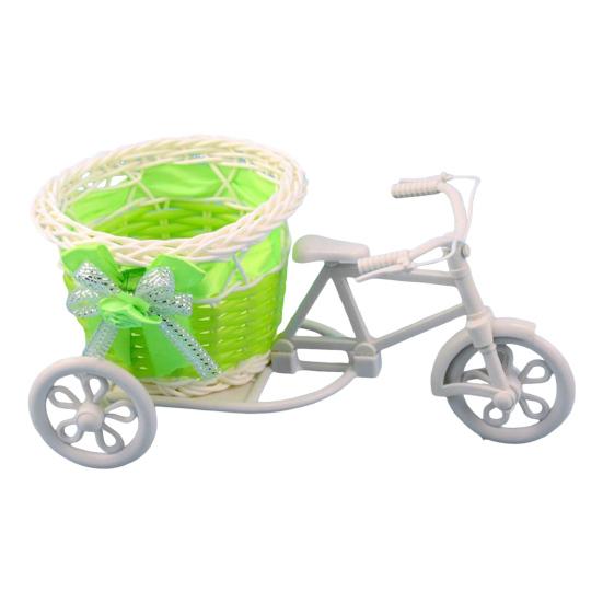 

Трехколесная корзина для цветов, имитация плетения из ротанга, декоративная корзина для сервировки конфет, трехколесная кашпо, держатель для цветов для цветочной композиции, сувениры для вечеринки, дом зелёный