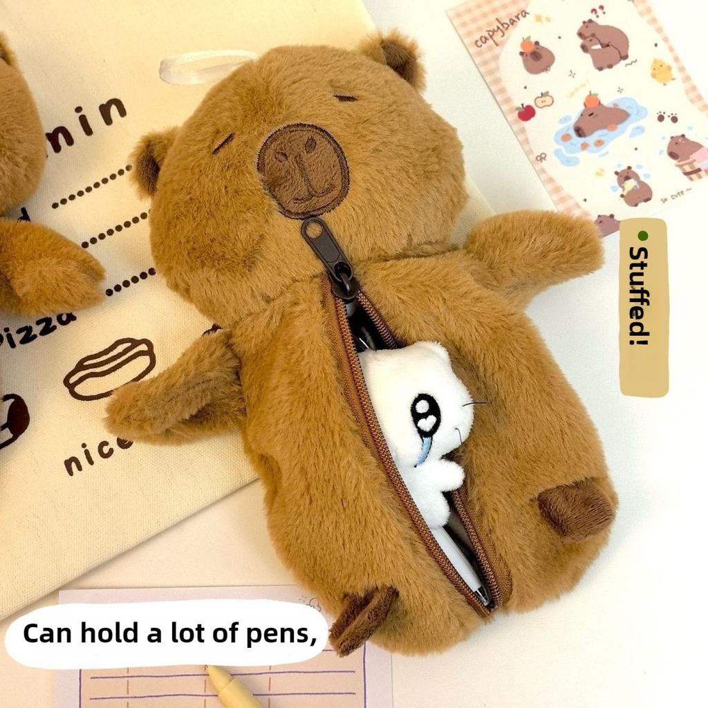 1-5PCS Capybara Plush Pencil Case Large Capacity Cute Cartoon Student Storage Pouch Desk Stationery Organizer Storage Bag