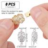 8Set 2 Colors Brass Rhinestone Box Clasps, Flower, Platinum & Golden, 20x11.5x6mm, Hole: 2mm, 4set/color