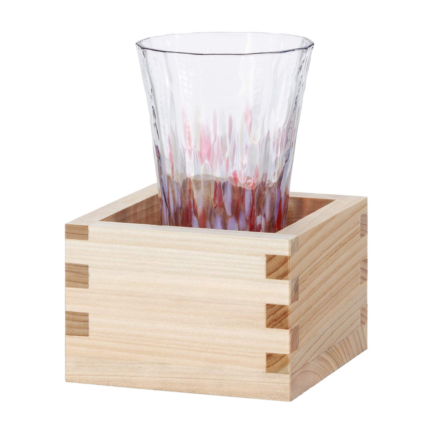 

Aderia Tsugaru Vidro Sake Glass, Hamanasu Design, 95ml, with Masu Cup, Flower Tour, Made in Japan, F-71960