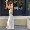 Hainan Travel Wear White Suspender Dress Sexy Backless Seaside Vacation Beach Dress Autumn and Winter Super Fairy