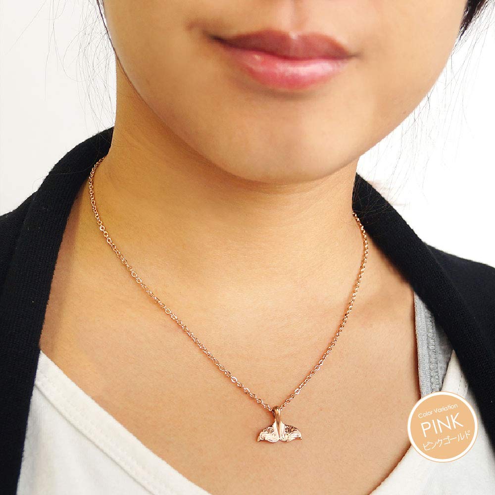 [2PIECES] Pe2214-pksmall [Brand Name] Silver Necklace Whale Whale Tail Hawaiian Stainless Steel Chain [Small] Pink Gold 45cm
